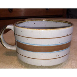 Vintage Otagiri Horizon Speckled  Stoneware Pottery Soup Mugs Brown & Blue